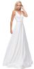 V-Neck Bejewel Waist Floor Length Puffy Prom Pageant Dress in Off White